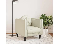 Sillón con cojín de terciopelo crema