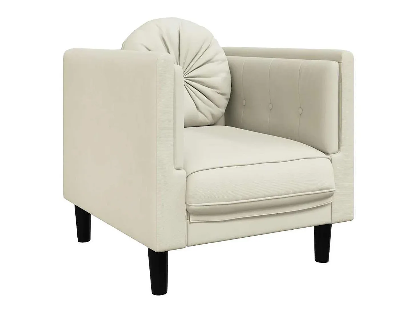 Sillón con cojín de terciopelo crema
