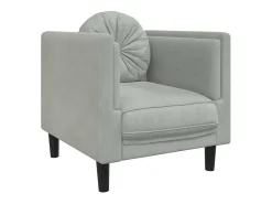 Sillón con cojín de terciopelo gris claro
