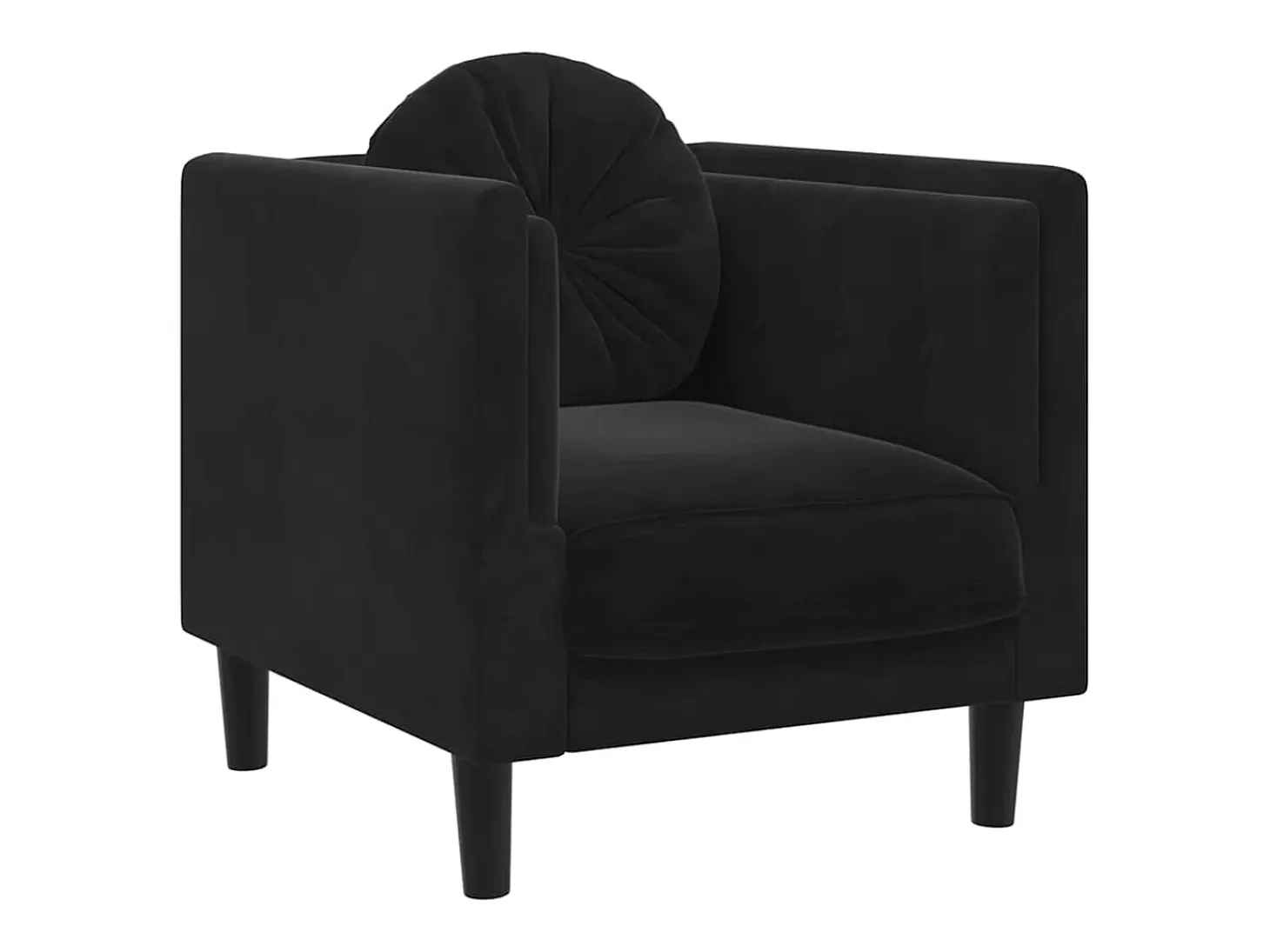 Sillón con cojín de terciopelo negro