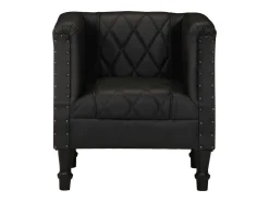 Sillón con diseño de cubo cuero de cabra auténtico negro
