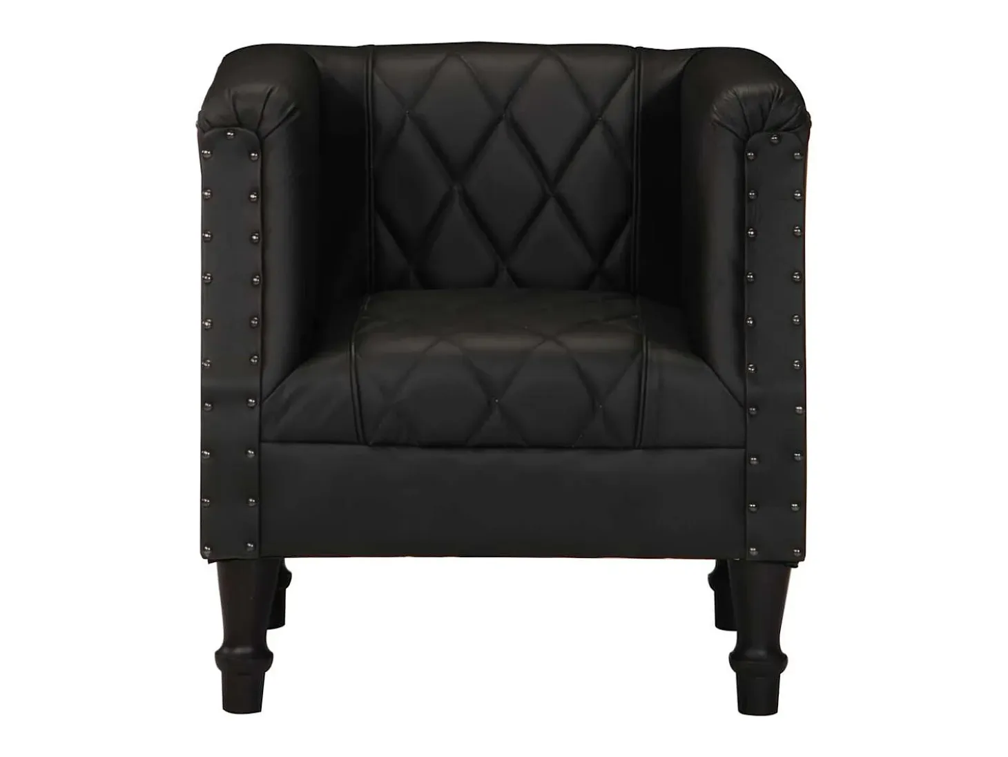 Sillón con diseño de cubo cuero de cabra auténtico negro