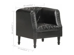 Sillón con diseño de cubo cuero de cabra auténtico negro