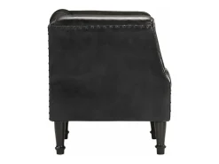 Sillón con diseño de cubo cuero de cabra auténtico negro
