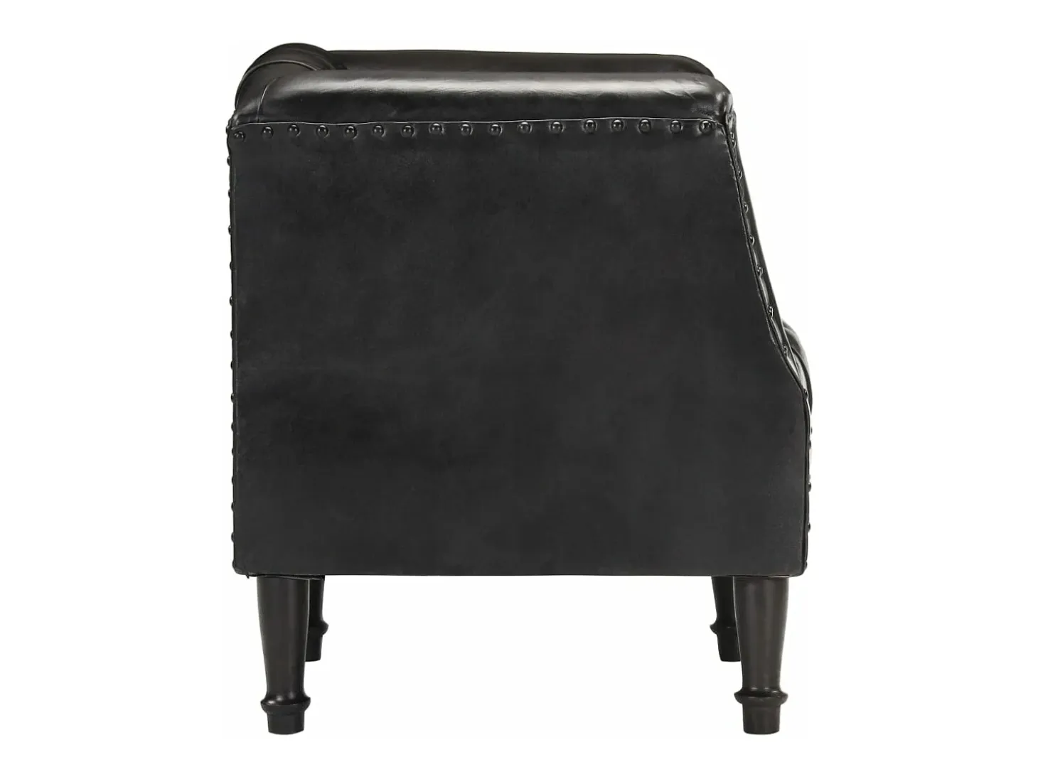 Sillón con diseño de cubo cuero de cabra auténtico negro