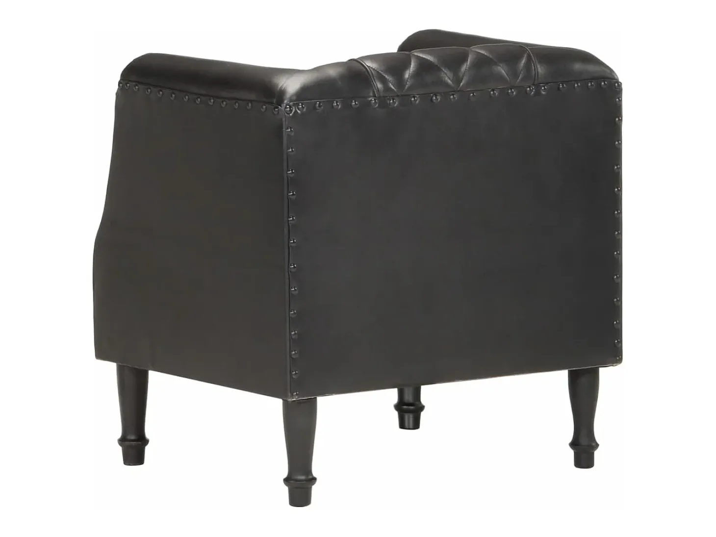 Sillón con diseño de cubo cuero de cabra auténtico negro