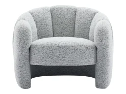 Sillón con forma de concha en chenilla color gris DELIPO
