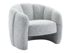 Sillón con forma de concha en chenilla color gris DELIPO