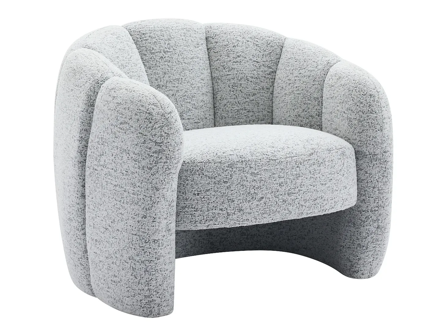 Sillón con forma de concha en chenilla color gris DELIPO