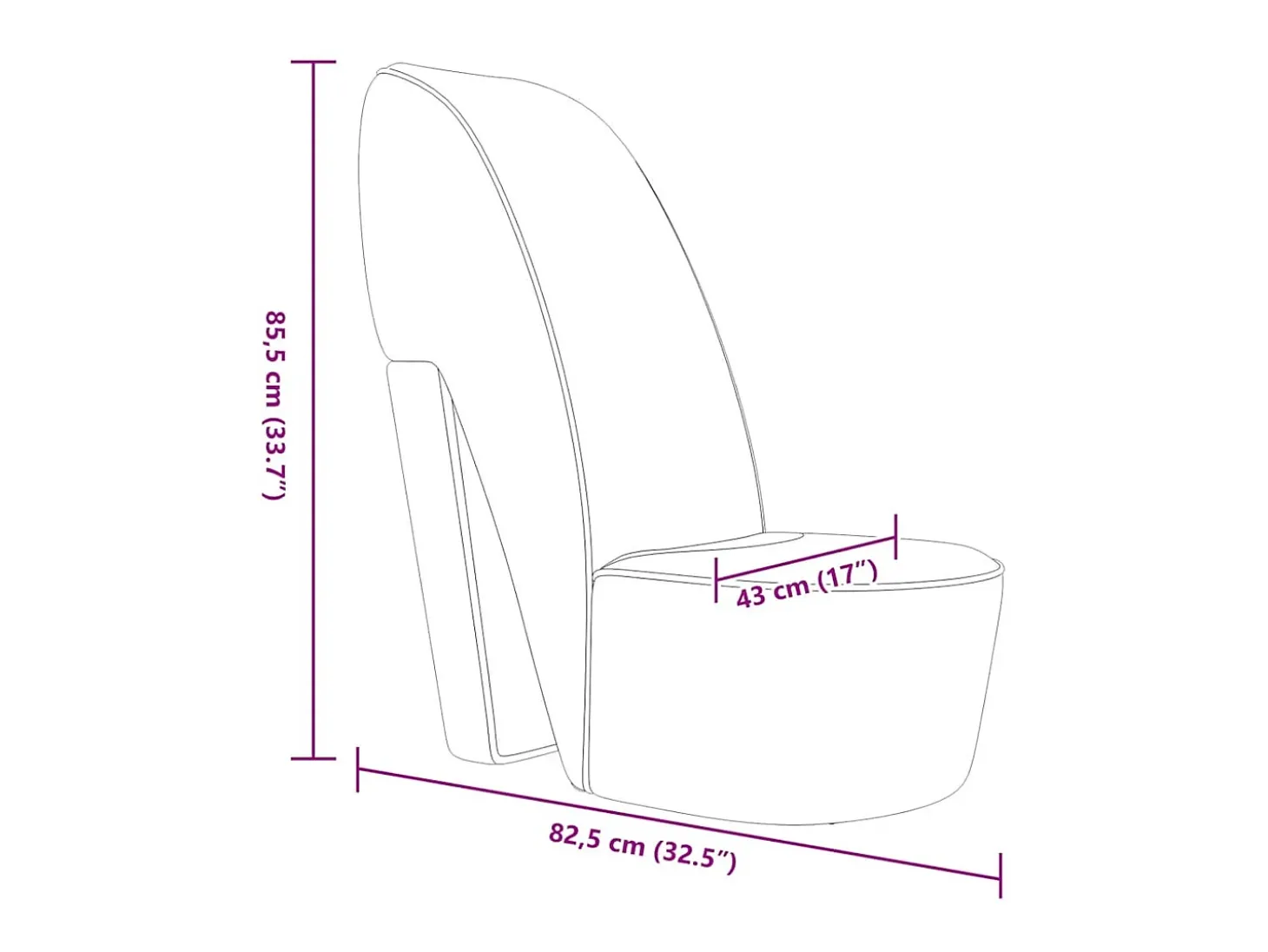 Sillón con forma de zapato de tacón terciopelo morado
