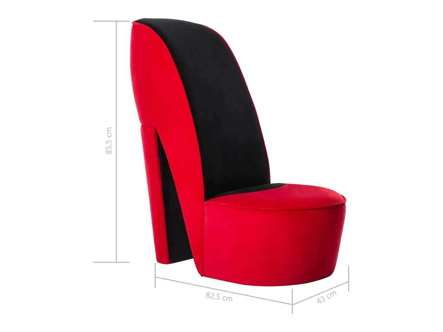 Sillón con forma de zapato de tacón terciopelo rojo