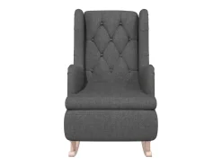 Sillón con patas mecedoras madera de caucho tela gris oscuro