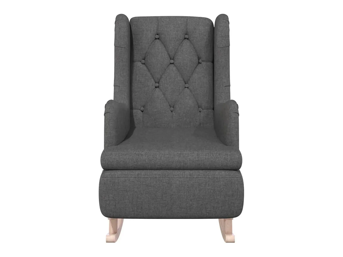 Sillón con patas mecedoras madera de caucho tela gris oscuro