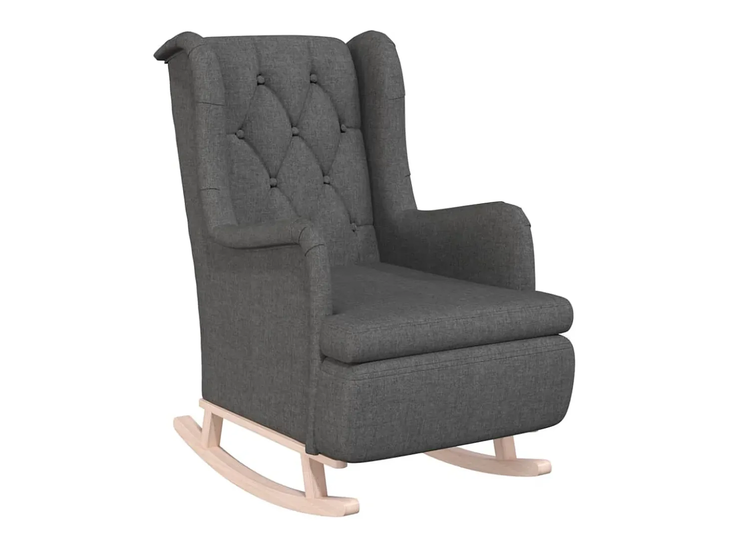 Sillón con patas mecedoras madera de caucho tela gris oscuro