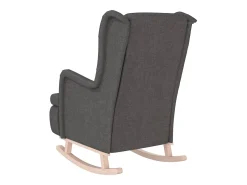 Sillón con patas mecedoras madera de caucho tela gris oscuro