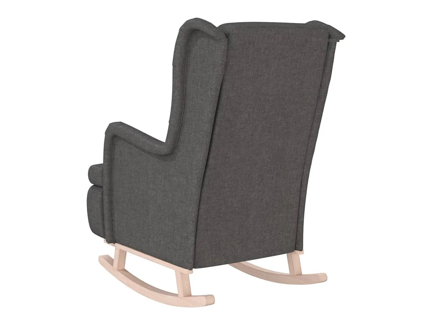 Sillón con patas mecedoras madera de caucho tela gris oscuro