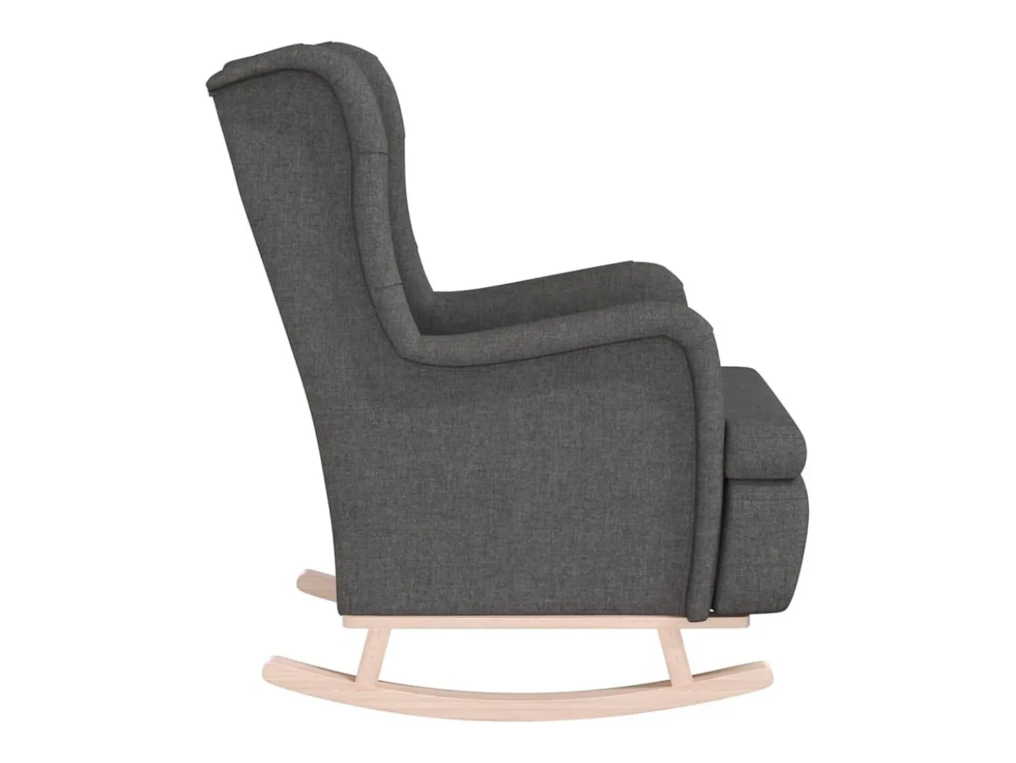 Sillón con patas mecedoras madera de caucho tela gris oscuro