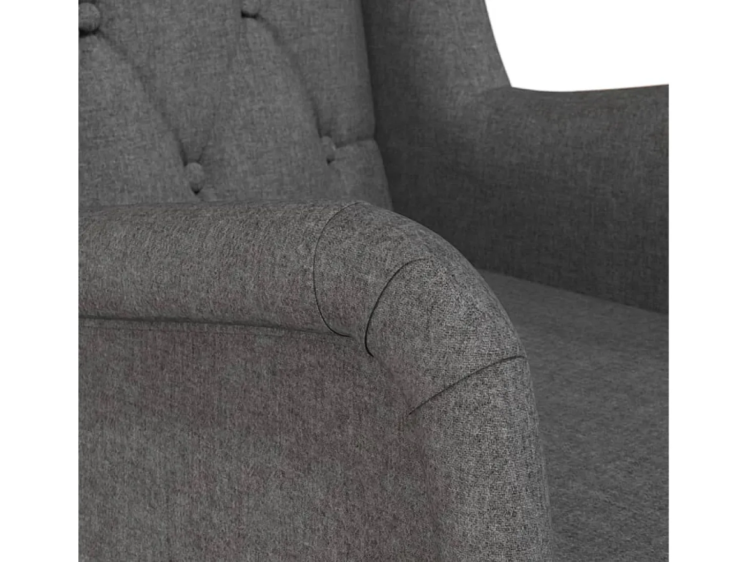 Sillón con patas mecedoras madera de caucho tela gris oscuro