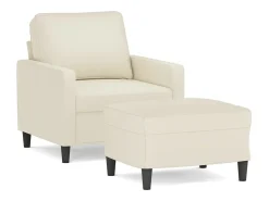 Sillón con reposapiés Crema 60 cm Terciopelo