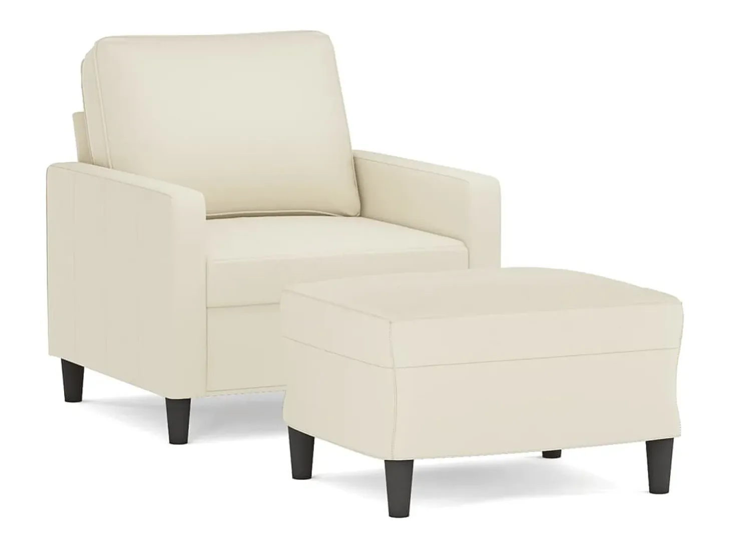Sillón con reposapiés Crema 60 cm Terciopelo
