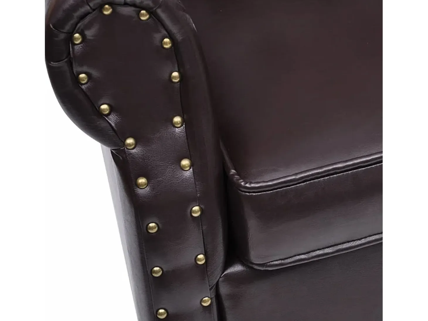 Sillón con reposapiés cuero sintético marrón oscuro