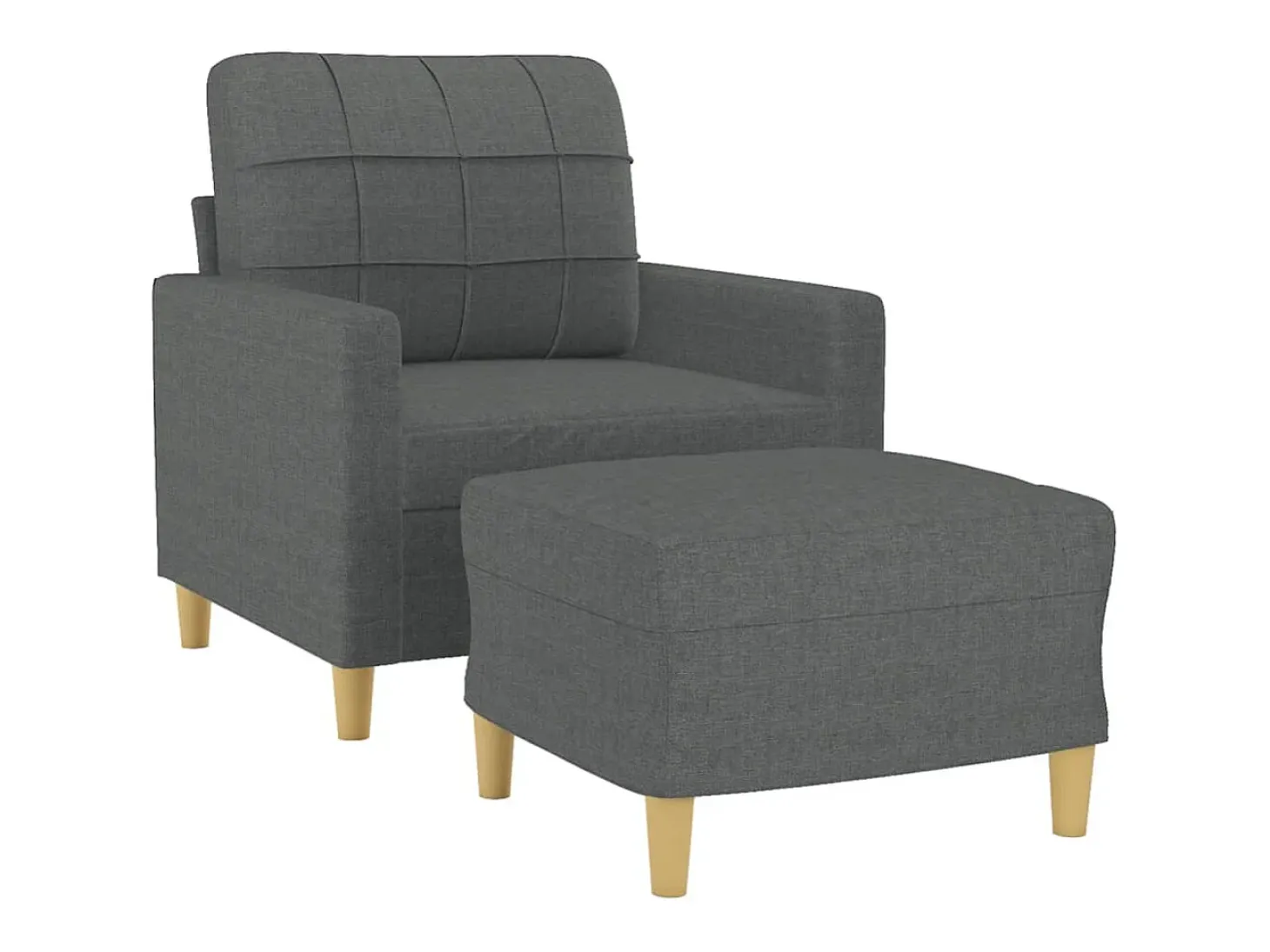 Sillón con reposapiés Gris oscuro 60 cm Tela