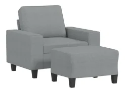 Sillón con reposapiés Gris claro 60 cm Tela