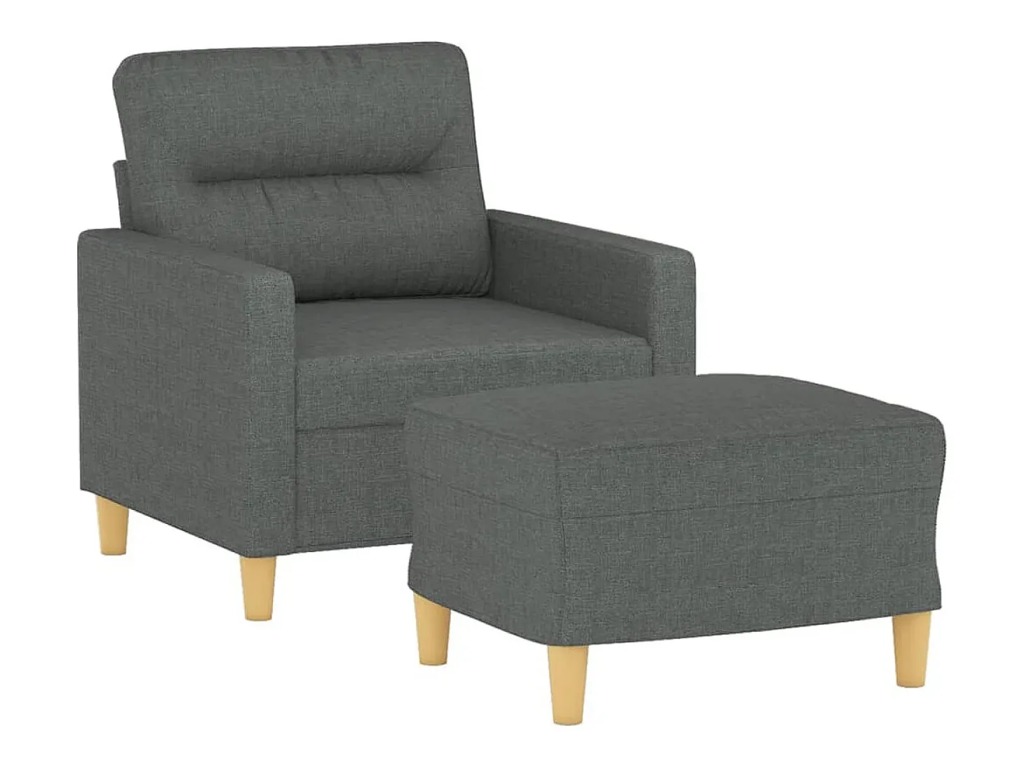 Sillón con reposapiés Gris oscuro 60 cm Tela