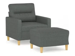 Sillón con reposapiés Gris oscuro 60 cm Tela