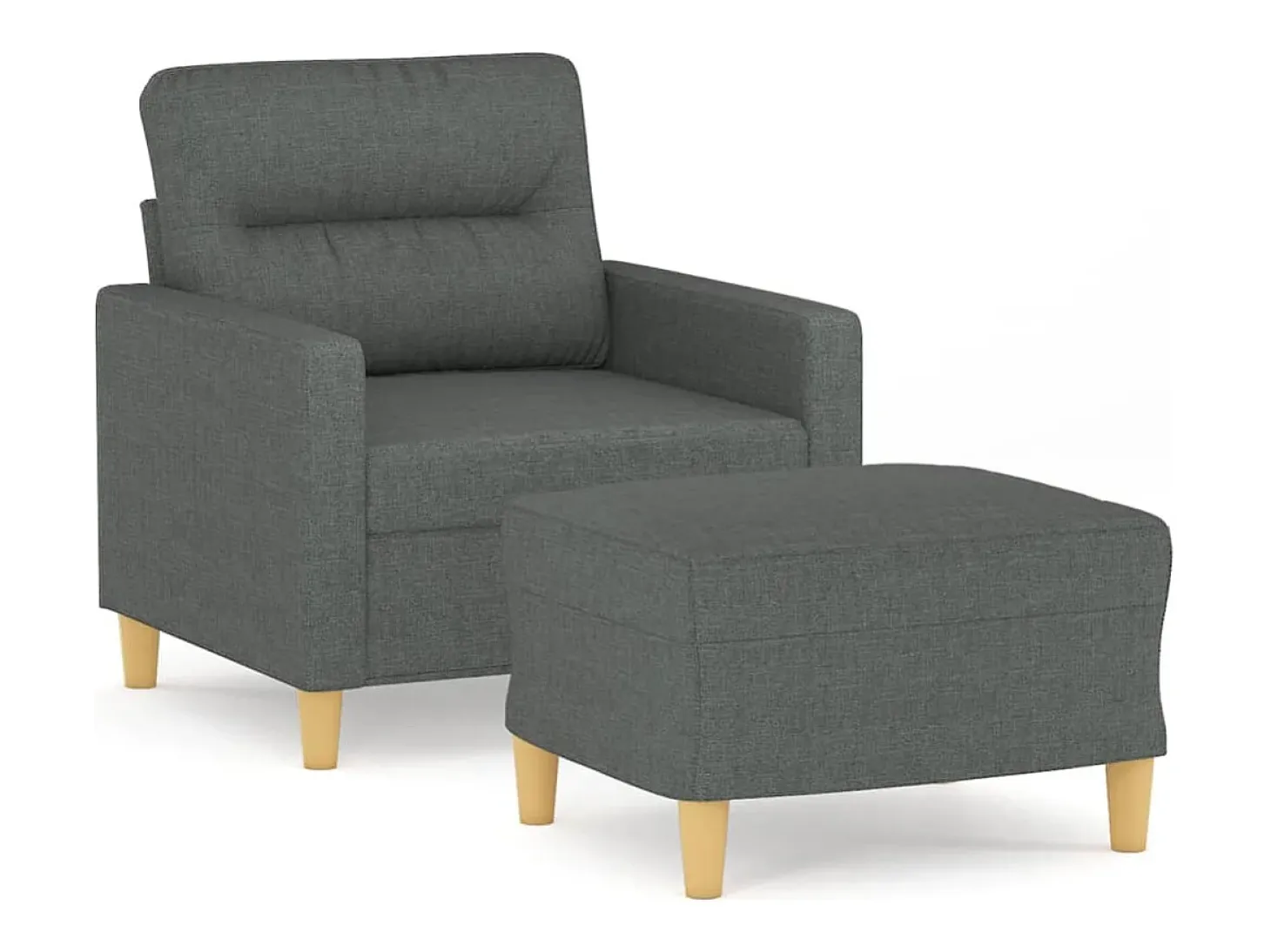 Sillón con reposapiés Gris oscuro 60 cm Tela