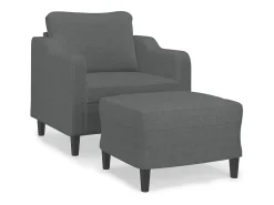 Sillón con reposapiés Gris oscuro 60 cm Tela