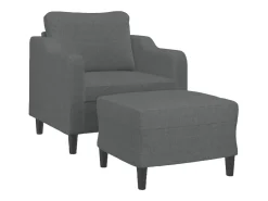 Sillón con reposapiés Gris oscuro 60 cm Tela