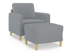 Sillón con reposapiés Gris claro 60 cm Tela