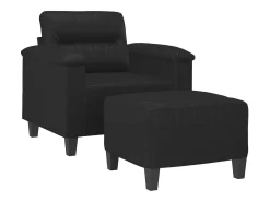 Sillón con reposapiés Negro 60 cm Piel sintética