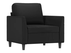 Sillón con reposapiés Negro 60 cm Piel sintética