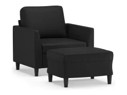 Sillón con reposapiés Negro 60 cm Piel sintética