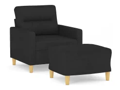Sillón con reposapiés Tela Negro 60 cm
