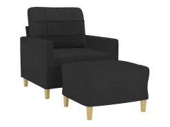 Sillón con reposapiés Tela Negro 60 cm