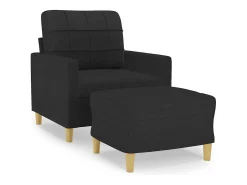 Sillón con reposapiés Tela Negro 60 cm