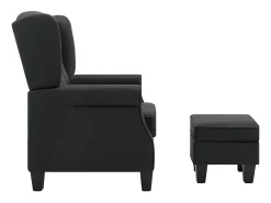 Sillón con reposapiés tela gris oscuro