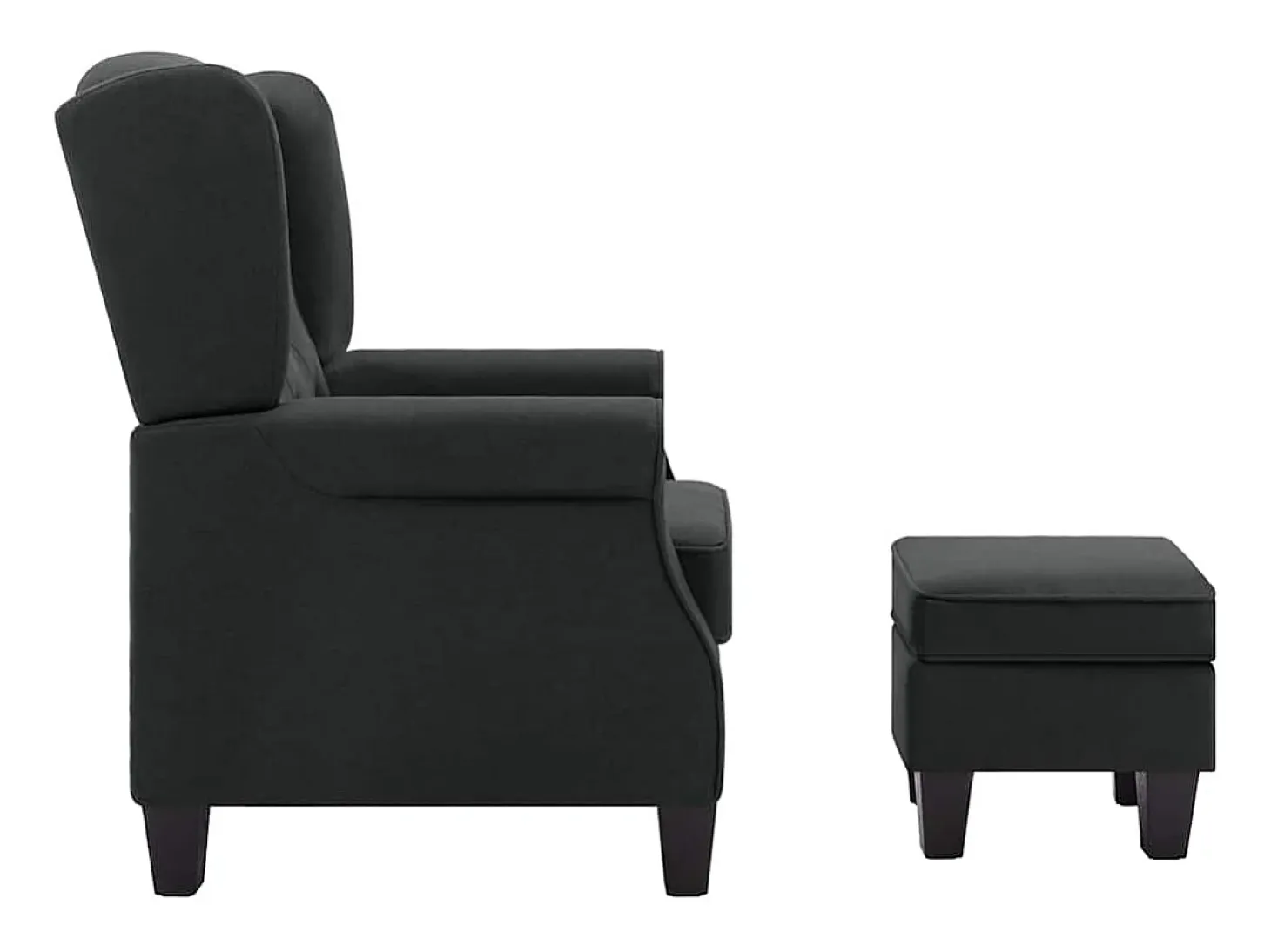 Sillón con reposapiés tela gris oscuro