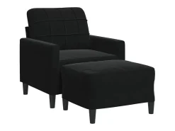 Sillón con reposapiés Terciopelo Negro 60 cm