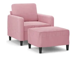 Sillón con reposapiés Terciopelo Rosa 60 cm