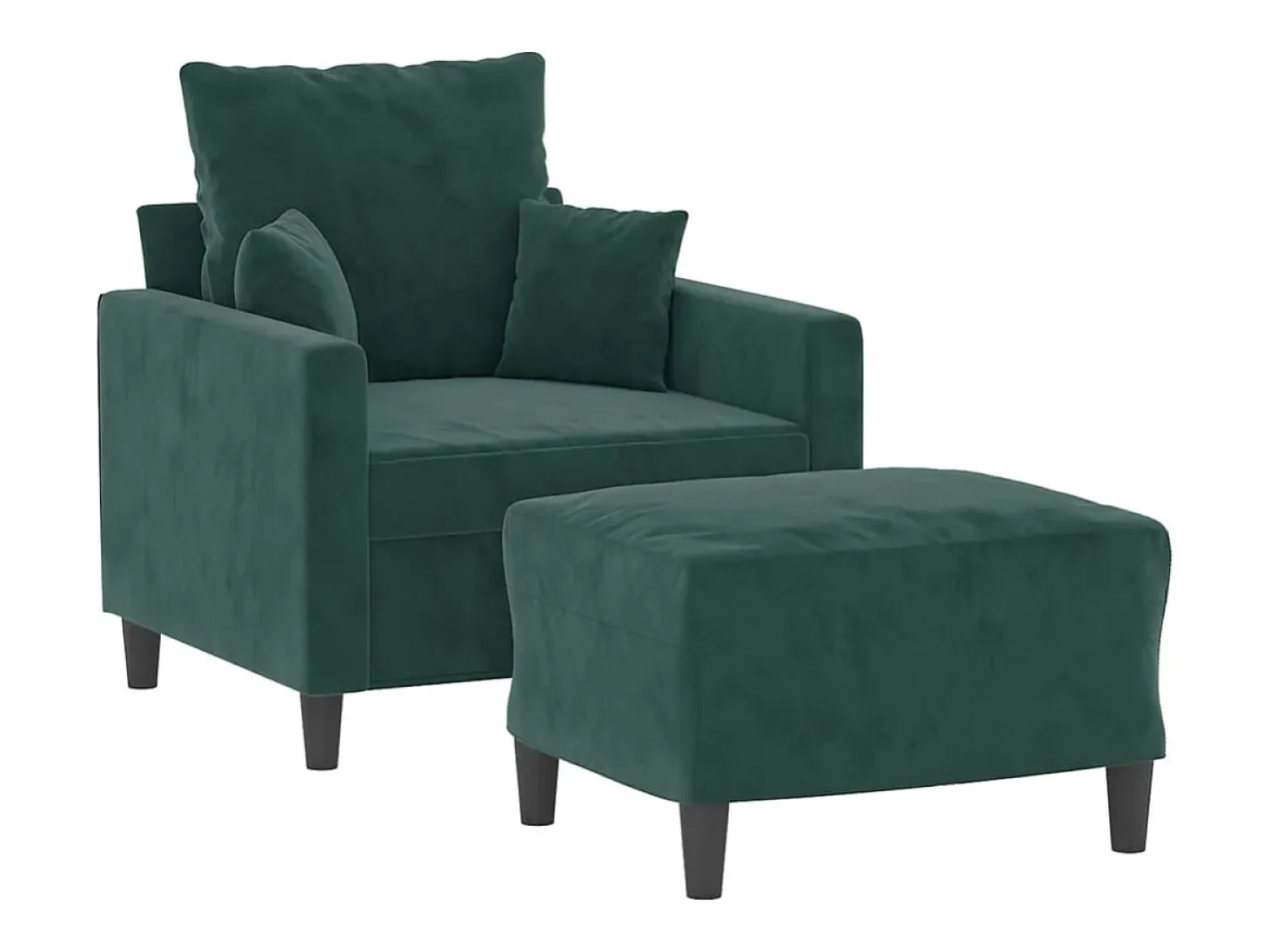 Sillón con reposapiés Verde oscuro 60 cm Terciopelo