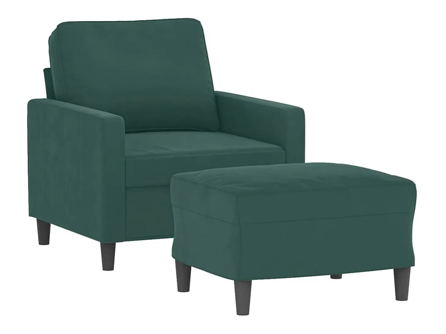 Sillón con reposapiés Verde oscuro 60 cm Terciopelo