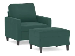 Sillón con reposapiés Verde oscuro 60 cm Terciopelo