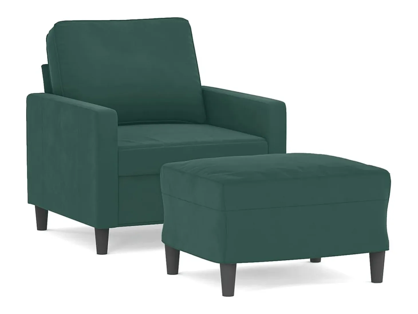 Sillón con reposapiés Verde oscuro 60 cm Terciopelo