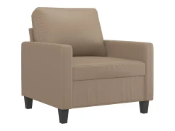 Sillón con taburete cuero sintético color capuchino 60 cm