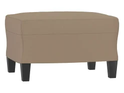 Sillón con taburete cuero sintético color capuchino 60 cm