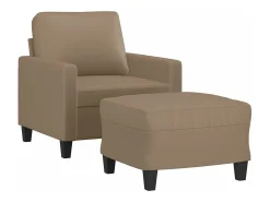 Sillón con taburete cuero sintético color capuchino 60 cm